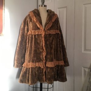 Faux fur lacy swing coat